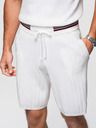 Ombre Clothing Pánské viskózové strukturované šortky REGULAR - bílé V1 OM-SRCS-0203 Ombre Clothing