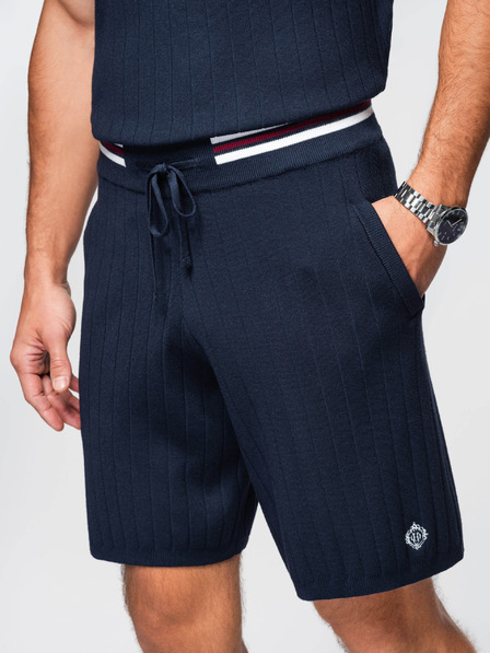 Ombre Clothing Pánské strukturované viskózové šortky REGULAR - tmavě modré V2 OM-SRCS-0203 Ombre Clothing