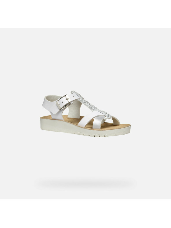 Geox Bílé dívčí sandály Geox Sandal Costarei Gi