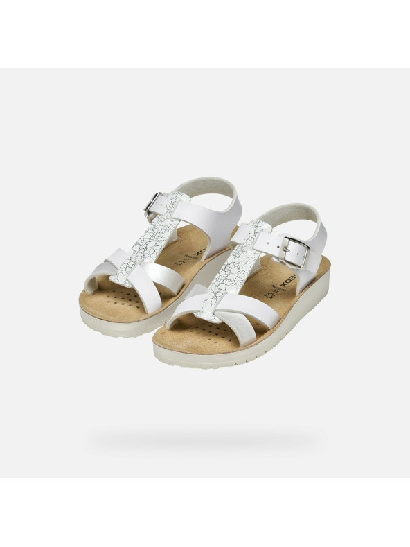 Geox Bílé dívčí sandály Geox Sandal Costarei Gi