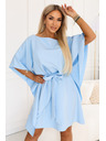 numoco SOFIA Šaty typu motýl s vázáním v pase - světle modré