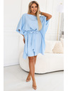 numoco SOFIA Šaty typu motýl s vázáním v pase - světle modré