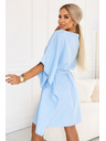 numoco SOFIA Šaty typu motýl s vázáním v pase - světle modré
