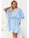 numoco SOFIA Šaty typu motýl s vázáním v pase - světle modré