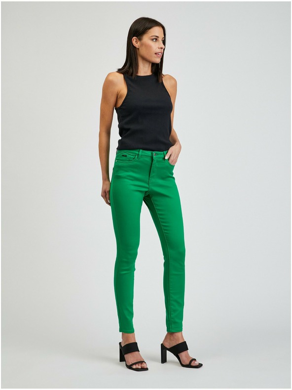 Orsay Zelené dámské skinny fit kalhoty ORSAY Paulina