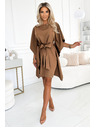 numoco SOFIA Motýlí šaty s vázáním v pase - cappuccino