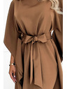 numoco SOFIA Motýlí šaty s vázáním v pase - cappuccino