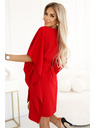 numoco SOFIA Motýlí šaty s kravatou v pase - červené