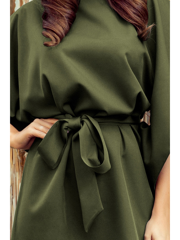 numoco SOFIA Motýlkové šaty - KHAKI