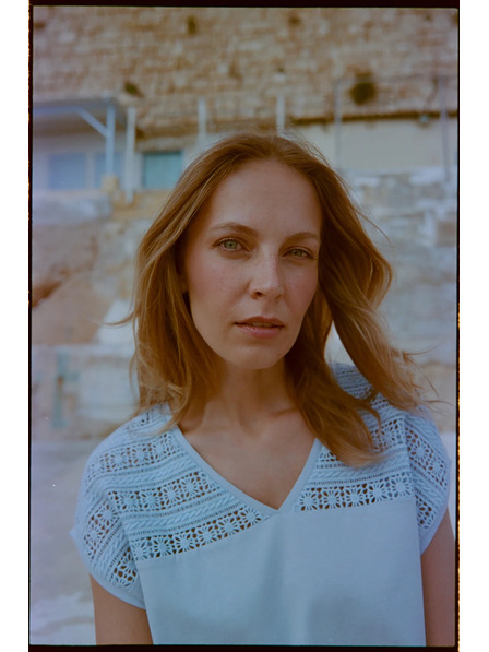 Moodo Halenka z bavlny s krajkou světle modrá Moodo