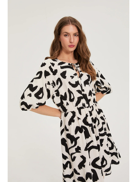 Moodo Viskózové šaty s potiskem béžové Moodo