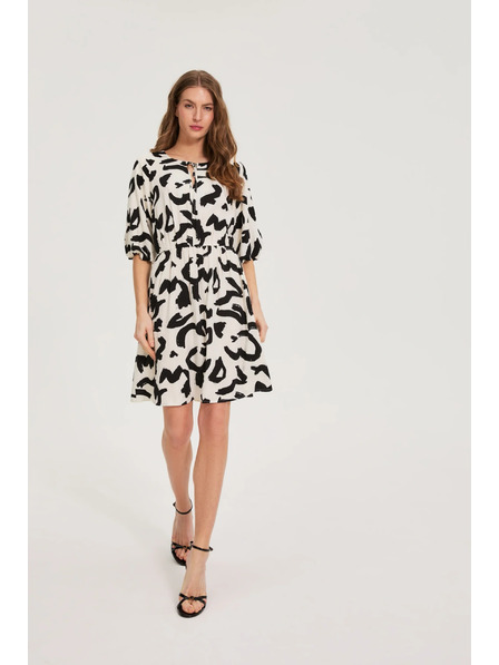 Moodo Viskózové šaty s potiskem béžové Moodo