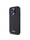 DKNY PU Leather Silver Metal Logo Magsafe Zadní Kryt pro iPhone 15 Pro Black DKNY