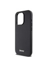 DKNY PU Leather Silver Metal Logo Magsafe Zadní Kryt pro iPhone 15 Pro Black DKNY