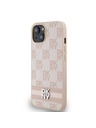 DKNY PU Leather Checkered Pattern and Stripe Zadní Kryt pro iPhone 13 Pink DKNY