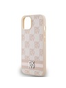 DKNY PU Leather Checkered Pattern and Stripe Zadní Kryt pro iPhone 13 Pink DKNY