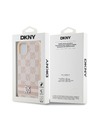 DKNY PU Leather Checkered Pattern and Stripe Zadní Kryt pro iPhone 13 Pink DKNY