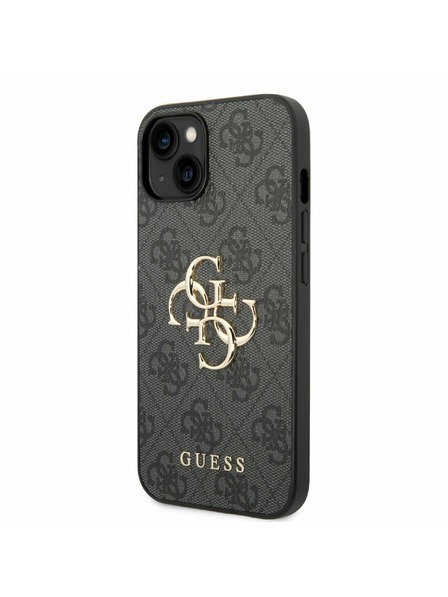Guess PU 4G Metal Logo Zadní Kryt pro iPhone 14 Grey Obal na telefon