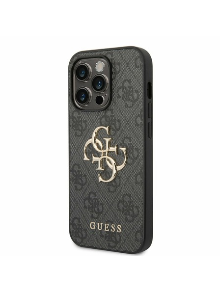 Guess Guess PU 4G Metal Logo Zadní Kryt pro iPhone 14 Pro Grey