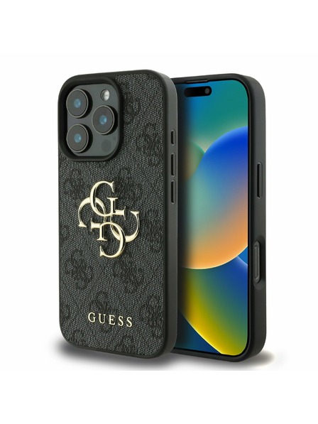 Guess Guess PU 4G Metal Logo Zadní Kryt pro iPhone 16 Pro Max Grey