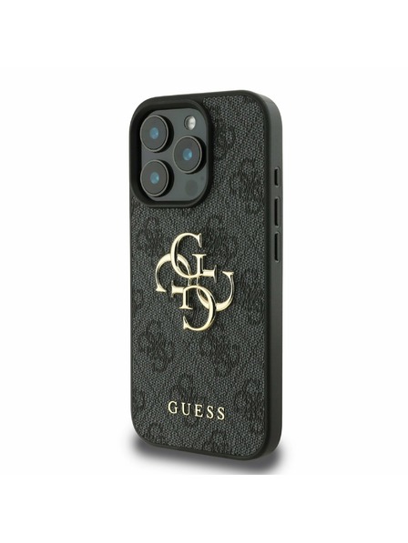 Guess Guess PU 4G Metal Logo Zadní Kryt pro iPhone 16 Pro Max Grey