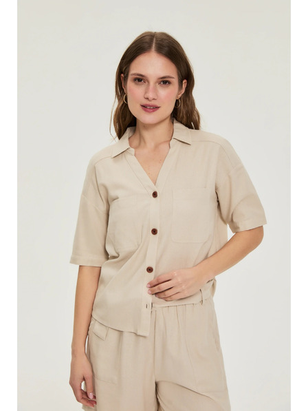 Moodo Košile s krátkými rukávy béžová Moodo