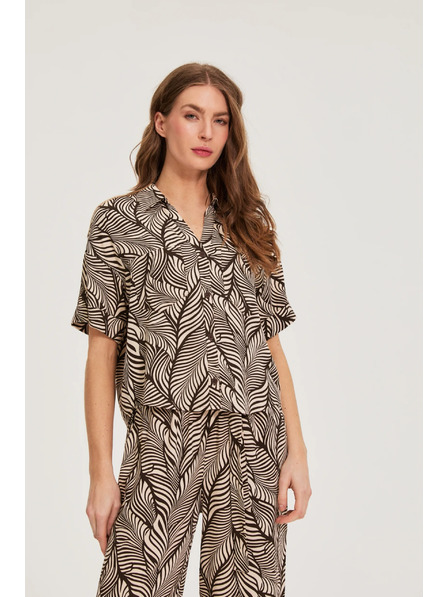 Moodo Viskózová košile hnědá Moodo