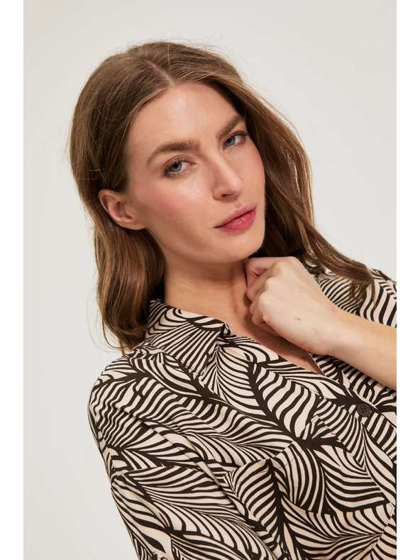 Moodo Viskózová košile hnědá Moodo