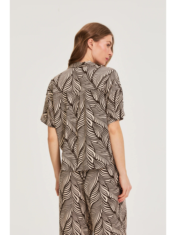 Moodo Viskózová košile hnědá Moodo