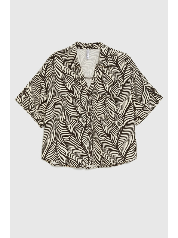 Moodo Viskózová košile hnědá Moodo