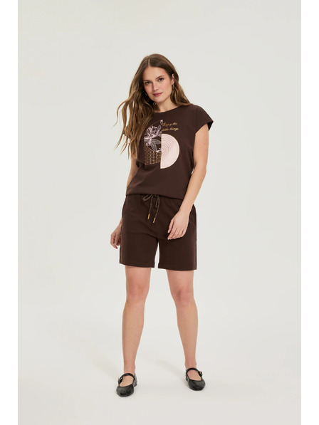 Moodo Bavlněné šortky hnědé Moodo
