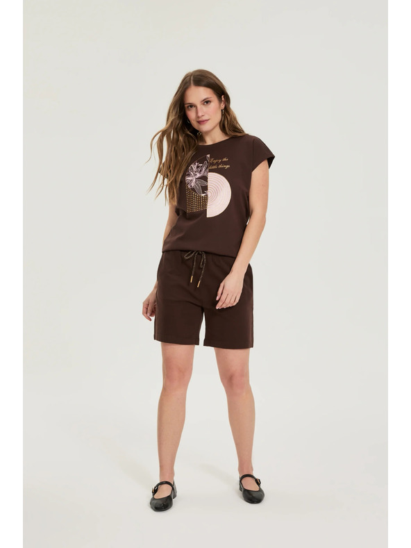 Moodo Bavlněné šortky hnědé Moodo