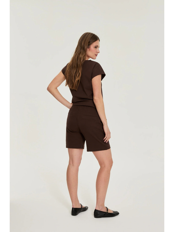 Moodo Bavlněné šortky hnědé Moodo