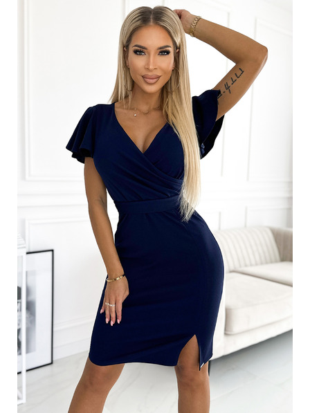 numoco Šaty s psaníčkovým výstřihem  - tmavě modré Numoco NINA