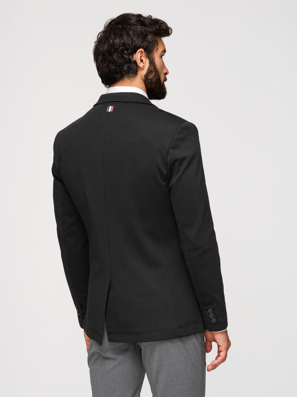 Ombre Clothing Pánské černé sako SLIM s jemnou texturou