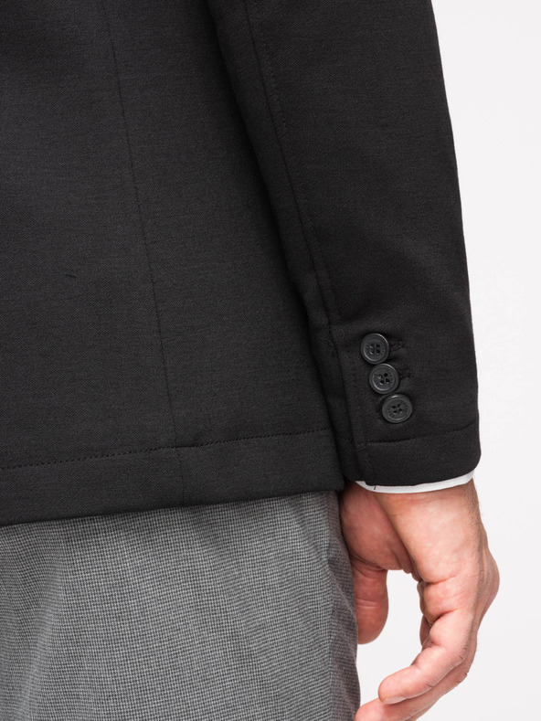 Ombre Clothing Pánské černé sako SLIM s jemnou texturou