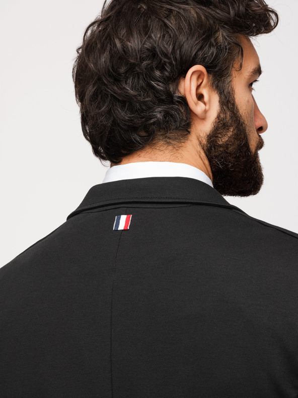 Ombre Clothing Pánské černé sako SLIM s jemnou texturou