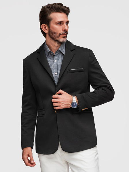 Ombre Clothing Pánské pletené sako střihu SLIM FIT - černé V5 M170 Ombre Clothing