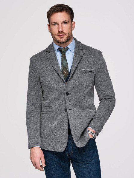 Ombre Clothing Pánské pletené sako střihu SLIM FIT - grafitové V1 M170 Ombre Clothing