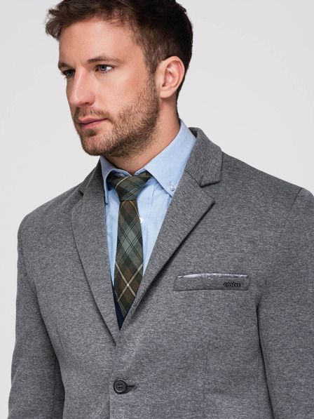 Ombre Clothing Pánské pletené sako střihu SLIM FIT - grafitové V1 M170 Ombre Clothing