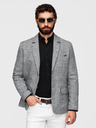 Ombre Clothing Pánské sako REGULAR střihu s plátnem - grafitová V5 M169 Ombre Clothing