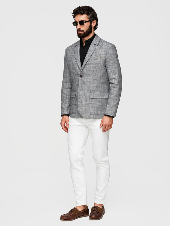 Ombre Clothing Pánské sako REGULAR střihu s plátnem - grafitová V5 M169 Ombre Clothing