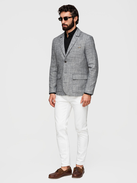 Ombre Clothing Pánské sako REGULAR střihu s plátnem - grafitová V5 M169 Ombre Clothing