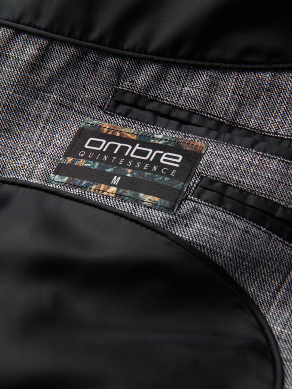 Ombre Clothing Pánské sako REGULAR střihu s plátnem - grafitová V5 M169 Ombre Clothing