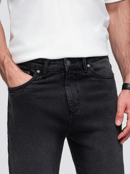 Ombre Clothing Pánské džínové kalhoty JOGGERY s klasickým rozparkem - černé V3 OM-PADJ-0265 Ombre Clothing