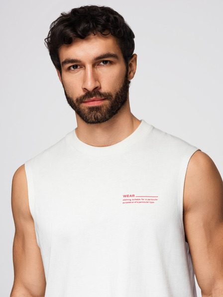 Ombre Clothing Pánské bavlněné tričko bez rukávů TANK TOP - bílé V1 OM-TSTT-0243 Ombre Clothing