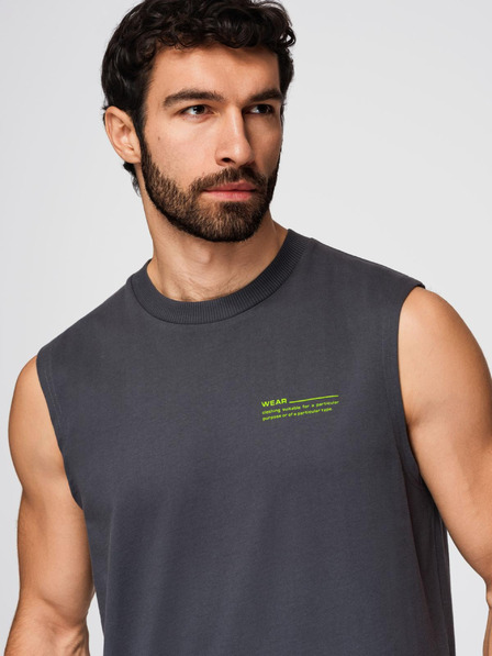 Ombre Clothing Pánské bavlněné tričko bez rukávů TANK TOP - grafitová V2 OM-TSTT-0243 Ombre Clothing