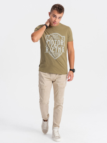 Ombre Clothing Khaki pánské tričko Ombre Clothing