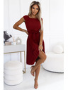 numoco Plisované šaty s krátkým rukávem - barva vínová Numoco LILA