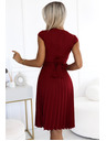 numoco Plisované šaty s krátkým rukávem - barva vínová Numoco LILA